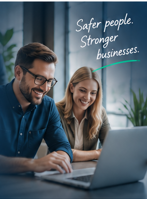 Business colleagues working together at a laptop